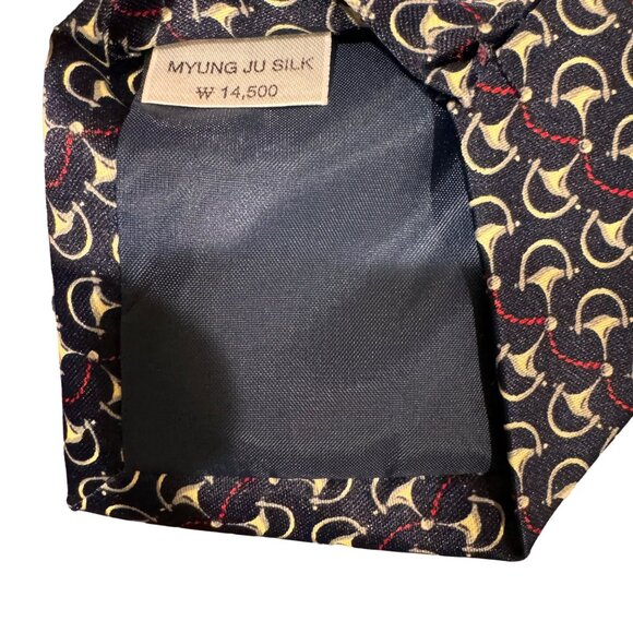 2 X Rene Chagal Men Handmade Necktie Tie Myung Ju Silk Black Red Foulard 56x3.75 - Picture 7 of 9